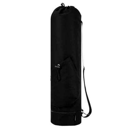 Yoga Mat Bag,Full Zip Cargo Yoga Mat Carrier Bag with Drawstring Water Bottle Pocket,Exercise Yogas Mats Carrier Holder for Women & Men - color: Black