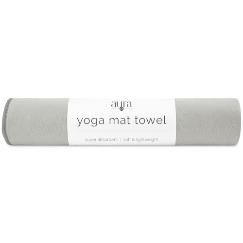 S&T INC. Aura Microfiber Yoga Mat Towel, 26.5" x 72", Grey | Soft and Absorbent, Quick-Dry for Gym, Pilates, and Hot Yoga, Compact for Gym Bag, Machine Washable - color: Grey
