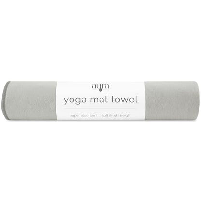 S&T INC. Aura Microfiber Yoga Mat Towel, 26.5" x 72", Grey | Soft and Absorbent, Quick-Dry for Gym, Pilates, and Hot Yoga, Compact for Gym Bag, Machine Washable - color: Grey