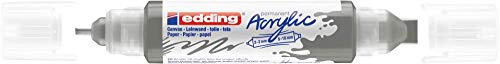 edding 5400 Acrylic 3D Double Liner - Grey - 1 Acrylic Colour Tube - 2 nozzles 2-3,5-10mm - Acrylic Paints for Canvas, Painting Boards and Wood - Waterproof acrylics in Artist-Quality Colours - color: Anthracite Mat