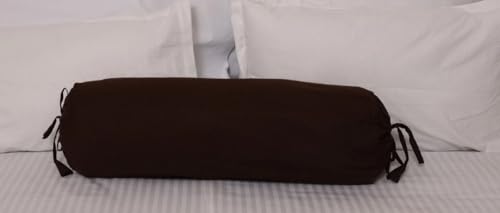 16x6 Inch White Cotton Bolster Cover – Pack of 1| Round Neck Roll Pillow Cover | Soft, Durable & Machine Washable (Brown) - color: Brown, size: 16" x 6" (Pack of 1)
