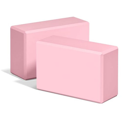 Yoga Blocks 2 Pack, 9"x6"x3" High-Density EVA Foam Yoga Block, Non-Slip Yoga Blocks for Yoga, Pilates Meditation, Stretching and Toning, Supportive, Latex-Free - color: Pink