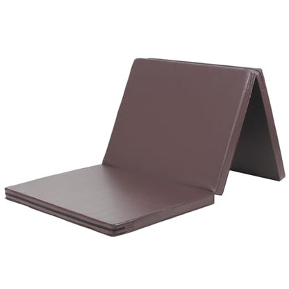 KaRaDaStyle Gymnastics Mat Folding Stretch Mats 71"x31"x2" Exercise Muscle Training Children Play Horizontal Bar Mat Yoga Sports Soundproof Home Use - color: Brown/3-fold