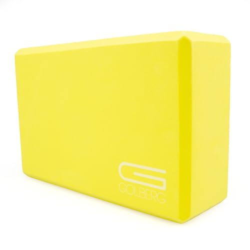 Golberg Foam Yoga Block – For Fitness, High Intensity Support and Improving Strength or Flexibility Pink/Green/Dark Green/Purple/Blue – 1/2/4 Pack - color: 1 Pack - Yellow