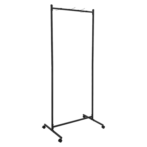 Freestanding Yoga Mat Holder Hanging, Floor Rolling Yoga Mats Cart with Double-Sided Hooks, Metal Yoga Mat Storage Rack Vertical Stand for Home Gym, Fitness Club, Black
