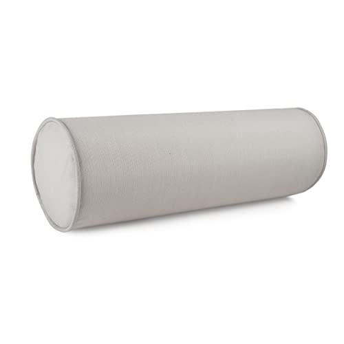 Austin Horn Classics Sunbrella Set of 2 Zippered Neck Bolster Pillow, Made with Sunbrella Fabric, Cylinder Pillows, for Couch & Bed, Decorative Round Throw Pillow, Back & Neck Support (Dove) - color: Dove, size: Medium