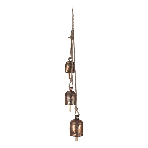 20" Metal Hanging Bells, Witch Bells for Door Protection/Knob, Witches Bells, Tibetan Vintage Cow Bells, Christmas Mantle Garland, Wind Chimes Outside, Farmhouse, Porch, Patio, Garden, Indoor/Outdoor - color: Rustic Cowbell