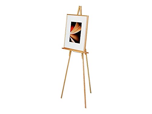Quartet Display Easel, Hardwood, 64 Inch Tall, Natural Oak, Model 41EL | 24 inch display ledge, holds up to 30 lbs for presentations and signage.
