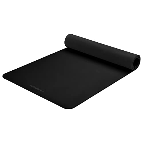 Retrospec Laguna 5mm Yoga Mat - Fitness Mat for Women, Men & Children, Slip-Resistant and Moisture Absorbing Exercise Mat for Home, Pilates, Yoga and Floor Workouts - color: Black