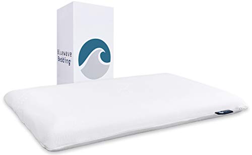 Bluewave Bedding Super Slim Gel Memory Foam Pillow for Stomach and Back Sleepers - Thin, Flat Design for Cervical Neck Alignment and Deeper Sleep (3.25-Inches Height, King Size) - size: 3.25"H (King), style: Gel Memory Foam