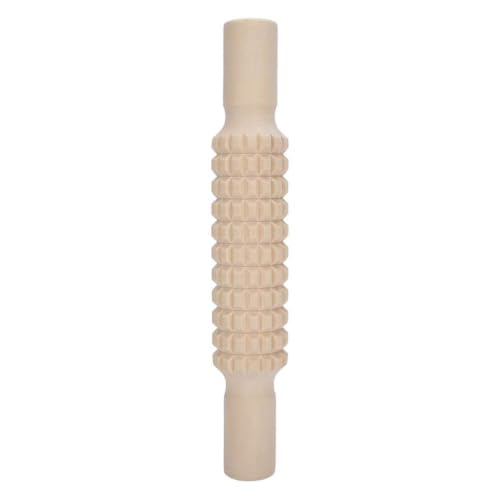 Clay Roller Wooden Solid Clay Rolling Pin Pottery Modeling Tools Dough Roller Baking Pastry Cake Pizza Roller (Lattice Type)