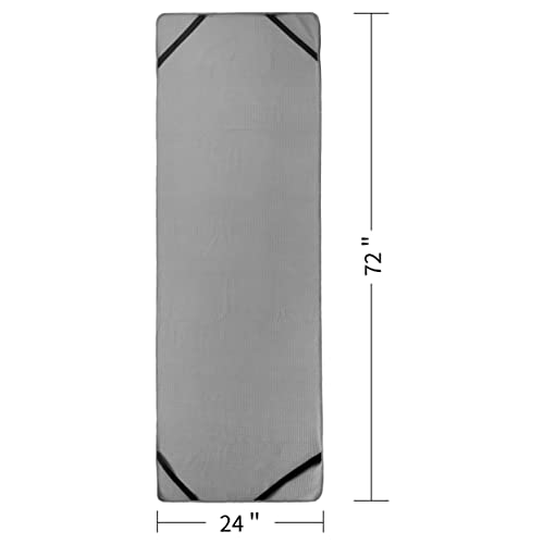POLYTE Microfiber Non Slip Yoga Mat Towel, Secure Elastic Straps, 24x72 in - color: Gray