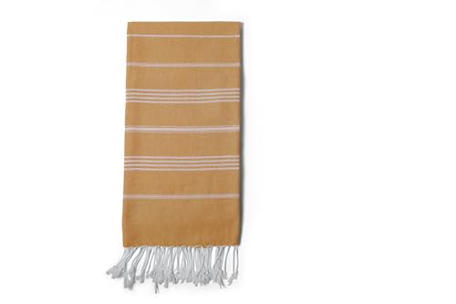 Turkish Beach Towel 100% Organic Cotton Extra Large Oversized (39 x 71 Inches) Quick Dry Sand Free Light Weight Prewashed for Bath Beach Gym Yoga Travel Towel Blanket (Turmeric) - color: Turmeric