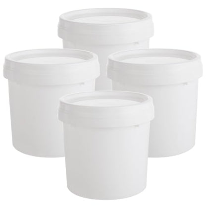 4 Pack Small Paint Bucket for Painting Pint Touch Up Paint Containers with Lids Empty Paint Cans Plastic Paint Storage Containers 1/2 Quart Paint Cans Hand Held Paint Pail for Leftover Paint