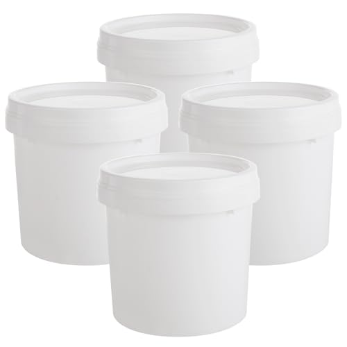 4 Pack Small Paint Bucket for Painting Pint Touch Up Paint Containers with Lids Empty Paint Cans Plastic Paint Storage Containers 1/2 Quart Paint Cans Hand Held Paint Pail for Leftover Paint