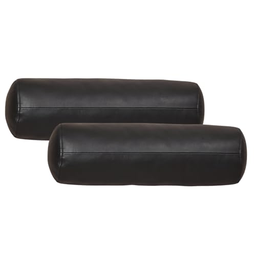 넥 롤 베개 쿠션 커버, 61x17.8cm(24x7인치) 보름달 라운드 볼스터 베개 커버, 수면 중 머리, 척추 및 목 지지용 실린더 부드러운 양가죽 베개 커버 - 블랙 2개 팩 - color: 블랙 2팩