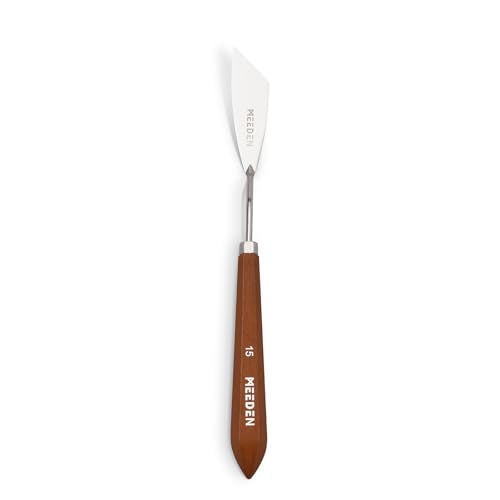 MEEDEN Artist Paint Palette Knife: 9.49" Flexible Stainless Steel Art Spatula Knife with Wooden Handle - Art Supplies for Oil Acrylic Gesso Canvas Painting, #15 - style: #15