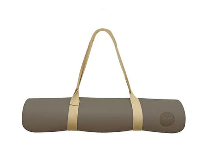 Premium PU Yoga Mat, 4.5mm Non Slip Natural Rubber Exercise Mat with Strap for Yoga, Pilates, Stretching & Fitness - color: Milk Tea