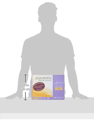 Fabriano Artistico Acquarello, Extra White, Fine Grain, Cold Pressed, 23 x 30.5 cm, 20 Sheets, 300 g/m², Artists' Watercolour Cardboard, Pad Glued on 4 Sides, 23 x 30,5 cm - size: 9x12