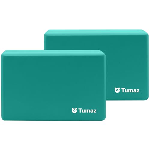 Tumaz Non-Slip Yoga Blocks，High-Density EVA Foam 2 Pack for Yoga & Pilates | High-Density Support | Lightweight | EVA Foam | Non-Slip Stability | Free Yoga E-Book - color: green-2ps