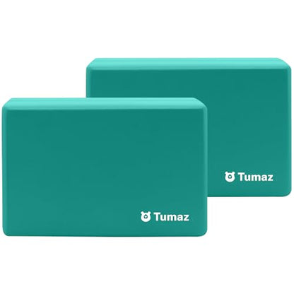 Tumaz Non-Slip Yoga Blocks，High-Density EVA Foam 2 Pack for Yoga & Pilates - color: green-2ps