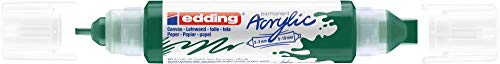 edding 5400 Acrylic 3D Double Liner - Green - 1 Acrylic Colour Tube - 2 nozzles 2-3,5-10mm - Acrylic Paints for Canvas, Painting Boards and Wood - Waterproof acrylics in Artist-Quality Colours - color: Moss Green Mat