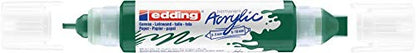 edding 5400 Acrylic 3D Double Liner - Green - 1 Acrylic Colour Tube - 2 nozzles 2-3,5-10mm - Acrylic Paints for Canvas, Painting Boards and Wood - Waterproof acrylics in Artist-Quality Colours - color: Moss Green Mat
