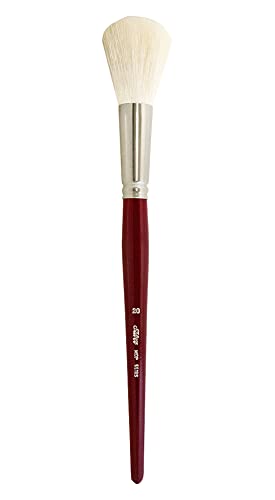 Silver Brush Limited Silver Mop White Round Oil Paintbrush, Size 20 | Acrylic, Watercolor, Pastels, Charcoal, Short Handle, Flagged Bristle, Soft Natural Goat Hair, Wash, Blending, Softening - size: Size 20