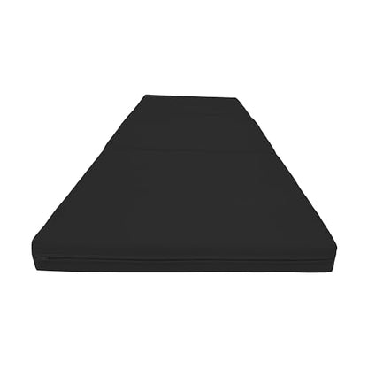 D&D Futon Furniture Trifold Foam Beds, Floor Tri-Fold Bed, Foldable Shikibuton Mattress Cushion Topper Mat for Space Saving Sleepover 3x27x75 in, Black