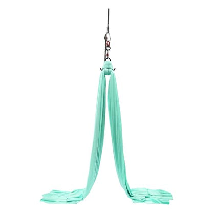 Deluxe Aerial Yoga Hammock Set – 5m/5.5yd Heavy Duty Polyester Aerial Silks Swing for Acrobatic, Circus Arts, Dance – 440lbs Capacity Yoga Trapeze with Extension Straps & Carabiners – Green