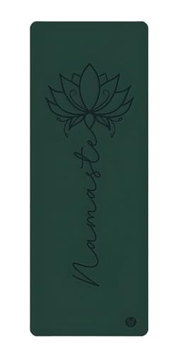 Premium PU Yoga Mat, 4.5mm Non Slip Natural Rubber Exercise Mat with Strap for Yoga, Pilates, Stretching & Fitness - color: Dark Green