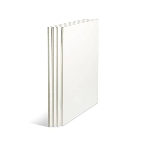 KINGART Stretched White Canvas Set – Rectangle, 18x24 Inch, 4-Pack – 100% Cotton, Triple Gesso Primed – 5/8" Profile Back-Stapled Artist Boards for Acrylic, Oil, Pouring, & Mixed Media Painting - size: 18" x 24"