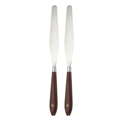 HARFINGTON 2pcs Palette Knife Painting Tool 5.39"x0.91" Red/Silver | Stainless Steel, Art Spatula Pallet Knives Scrapers Tools, with Plastic Handle, for Acrylic Oil Canvas Mixing Spreading