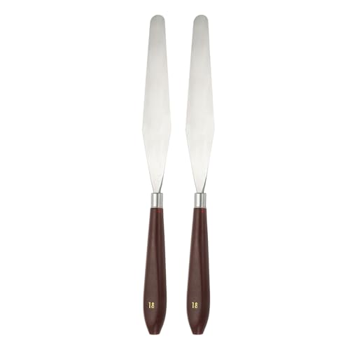 HARFINGTON 2pcs Palette Knife Painting Tool 5.39"x0.91" Red/Silver | Stainless Steel, Art Spatula Pallet Knives Scrapers Tools, with Plastic Handle, for Acrylic Oil Canvas Mixing Spreading