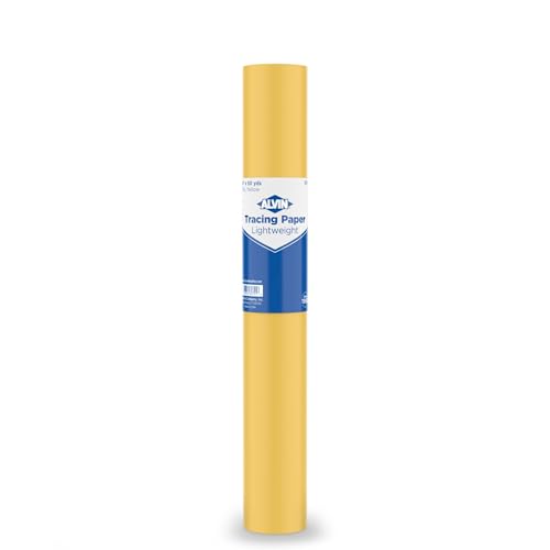 ALVIN 55Y-H Lightweight Tracing Paper Roll, Yellow, Suitable with Ink, Charcoal, Felt Tip Pen, for Sketching or Detailing - 14 inches x 50 Yards, 1-inch Core - color: Yellow - 50 Yards, size: 14"