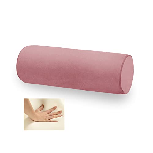 Memory Foam Neck Pillow 16x6 Inch for Sleeping,Side Back Stomach Sleeper, Car or Office Chair Sofa,Support Pillow for Posture & Comfortable Spine Position with Soft Velvet Pillowcase (Pink) - color: Pink, size: 16X6