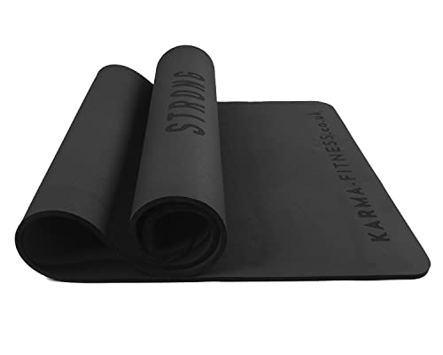 Large Workout Mat - 10mm Extra Thick Exercise Mat & Wide Yoga Mat, 72"x32" - color: Black - Engraved
