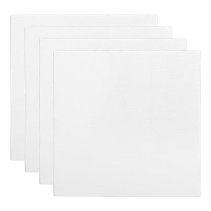 PATIKIL 6x6 Canvas Boards for Painting, 4Pack 100% Cotton Square Triple Primed Stretched Blank Canvas Panel for Acrylic, Oil, Tempera Paints, White - size: 6x6"