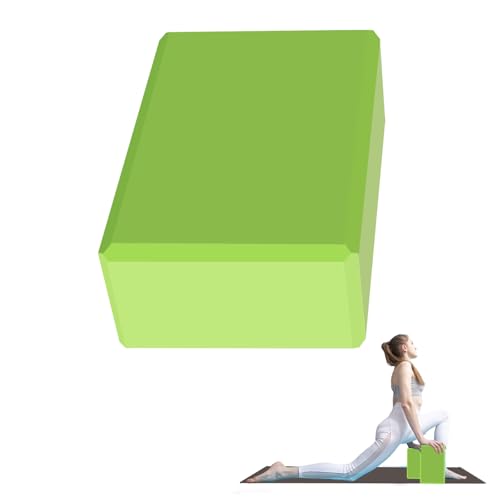 Yoga Block - Unsupported Latex Eva foam - Soft non slip surface with bevel for yoga, pilates, meditation - Yoga accessories for stability, balance and deep stretching - color: Grass green