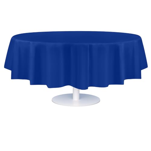 Grandipity Plastic Table Cloth Disposable 12 Pack 84" Round Blue | Plastic table covers, durable disposable tablecloths, fade and tear-resistent table cover for party, event - color: Blue, size: 84in. Round
