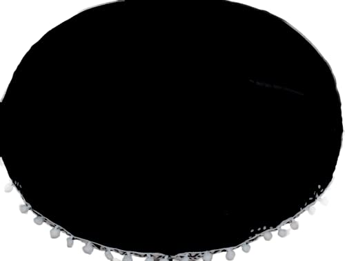 CRAFT KALA 32" Large Round Bohemian Floor Pillow Cover Boho Pouf Cover Mandala Meditation Room Pillows Cover Adults Seating Poufs Cushion Cover for Kids Reading Playroom Black Flower - color: Black Flower