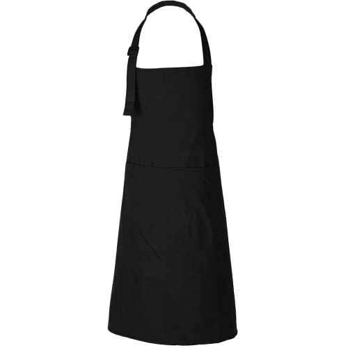 RAJRANG 100% Cotton Cooking Apron with 3 Pockets Kitchen Chef BBQ Adjustable Bib Aprons for Women Men - color: Black