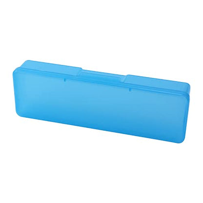 4PCS Clear Thin Rectangle Storage Containers Box Pencil Case (Blue) | Large Capacity Storage Containers Box with Hinged Lid and Snap Closure for Pencils, Pens, Drill Bits, Office Supplies - color: Clear Blue