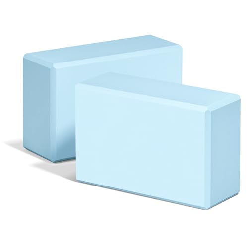Yoga Blocks 2 Pack, 9"x6"x3" High-Density EVA Foam Yoga Block, Non-Slip Yoga Blocks for Yoga, Pilates Meditation, Stretching and Toning, Supportive, Latex-Free - color: Sky Blue