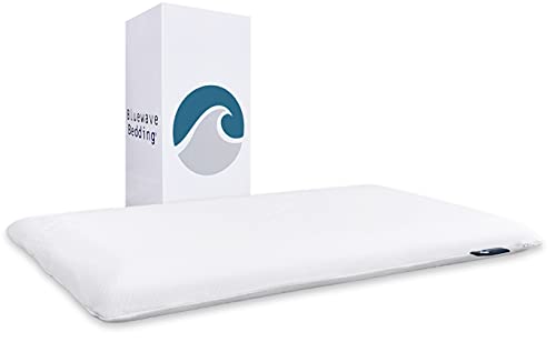 Bluewave Bedding Hyper Slim Gel Memory Foam Pillow for Stomach and Back Sleepers - Thin, Flat Design for Cervical Neck Alignment and Deeper Sleep (2.25-Inches Height, King Size) - size: 2.25"H (King), style: Gel Memory Foam