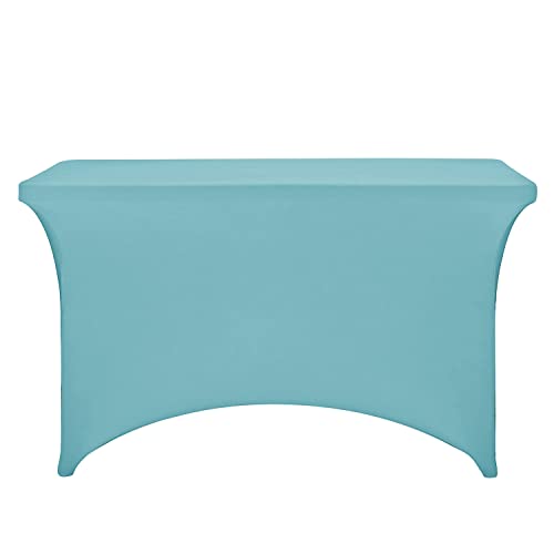 LZY Spandex Fitted Stretch Table Cover for 4ft or 6ft or 8ft Folding Table, Rectangular Cocktail Tablecloth, Perfect for Party or Banquet - color: Aqua, size: 48" x 30" (Rectangular)