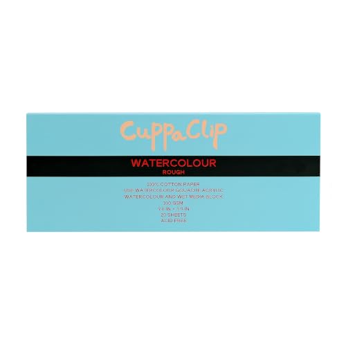 CuppaClip Watercolor Paper Block Pure Cotton Art Paper Pad 300GSM(140LB) Acid-Free 20 Sheets Watercolor Art Supplies (Rough Grain, 9.8x3.9in) - color: Rough Grain, size: 9.8x3.9in