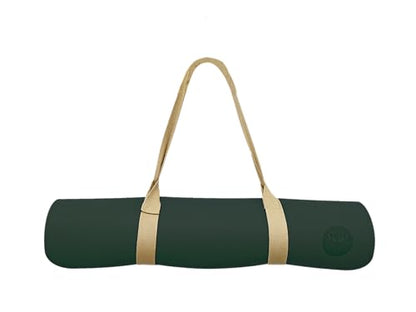 Premium PU Yoga Mat, 4.5mm Non Slip Natural Rubber Exercise Mat with Strap for Yoga, Pilates, Stretching & Fitness - color: Dark Green