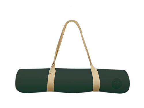 Premium PU Yoga Mat, 4.5mm Non Slip Natural Rubber Exercise Mat with Strap for Yoga, Pilates, Stretching & Fitness - color: Dark Green