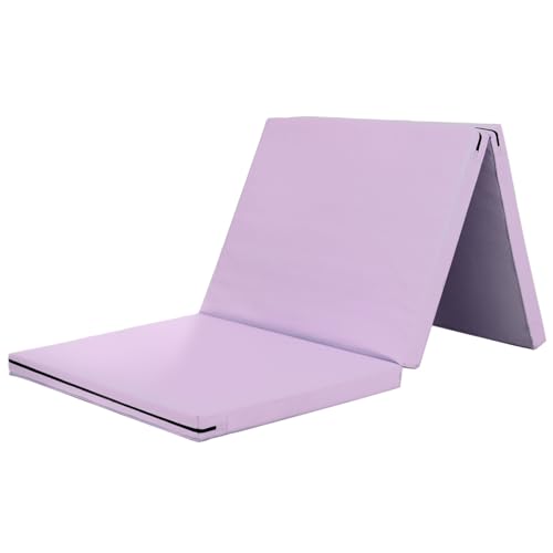 KaRaDaStyle Gymnastics Mat Folding Stretch Mats 71"x31"x2" Exercise Muscle Training Children Play Horizontal Bar Mat Yoga Sports Soundproof Home Use - color: Purple/3-fold